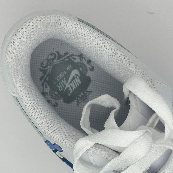 Custom Nike Air Force 1 White Stitch Hibiscus Sneakers Women's 8 - Picture 13 of 16